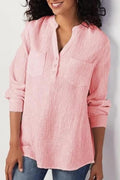 Women's Blouse – Relaxed Fit – Long Sleeves – Natural Fibers – Breast Pockets