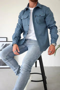 Men's Overshirt - Cotton - Relaxed Fit - Long-Sleeved with Buttons