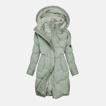 Quilted Adjustable Plush Hood Puffer Coat