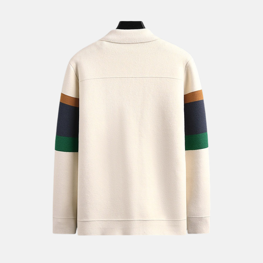 Cotton Blend Snap Button Pointed Collar Cardigan