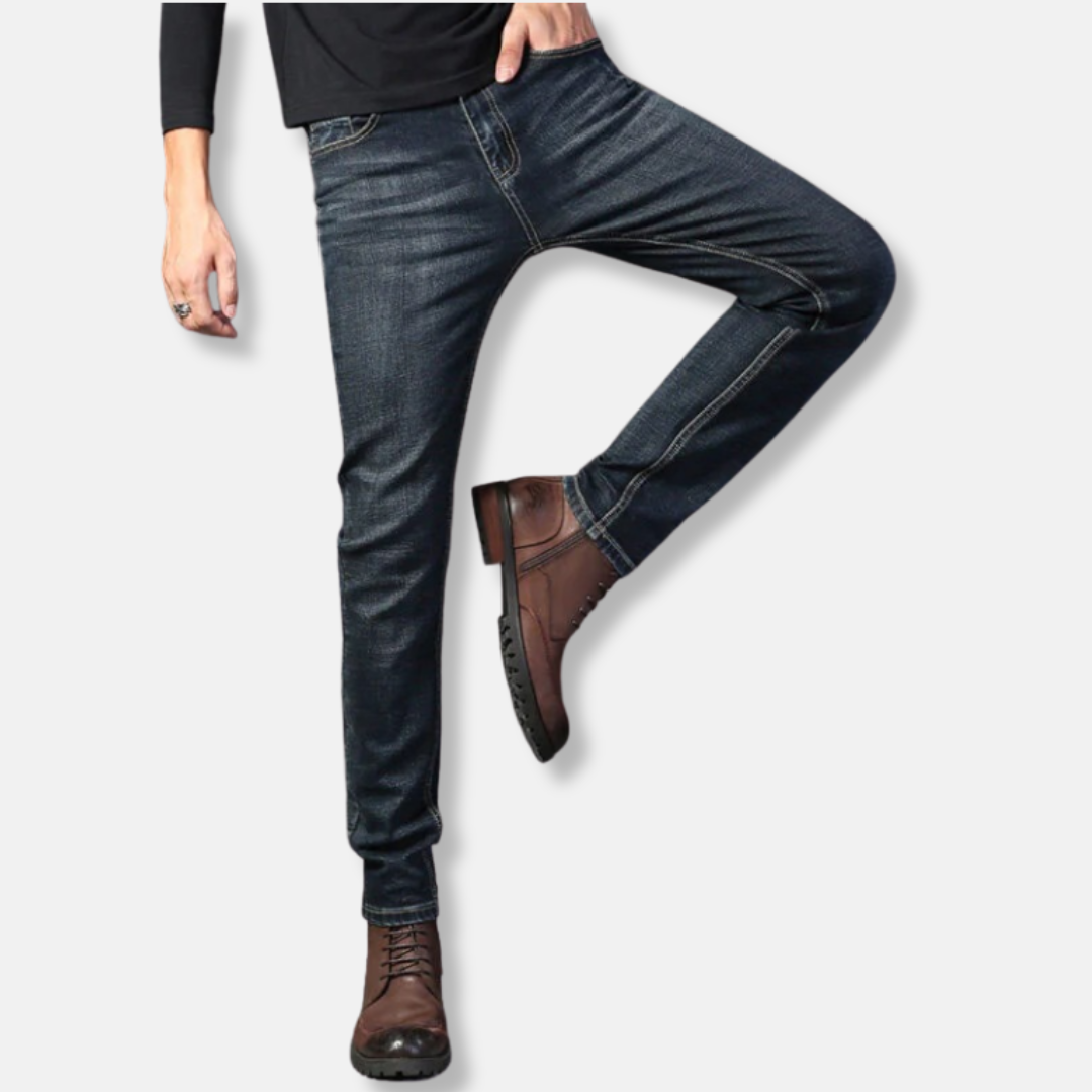 Washed Denim Slim Fit Tapered Leg Jeans