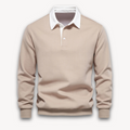 Men's Polo Sweater – Regular Fit – Long-Sleeved – Soft Knitted Natural Fiber