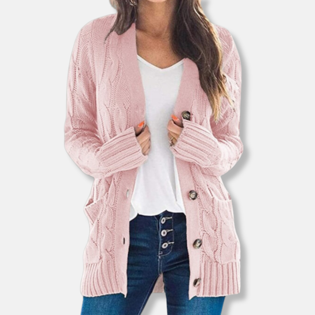 Chunky Cable Knit Relaxed Fit Cardigan Sweater