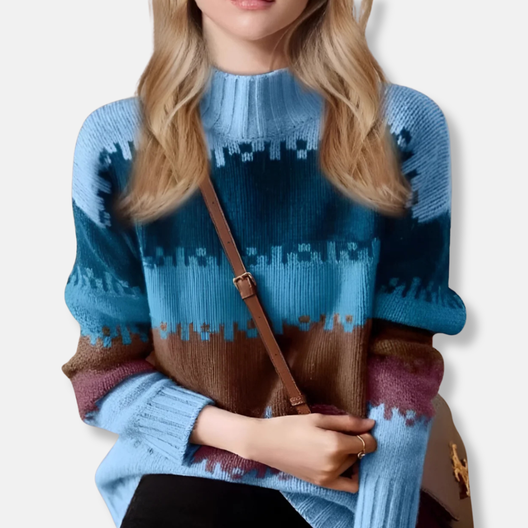 Mock Neck Ribbed Cuff Sweater