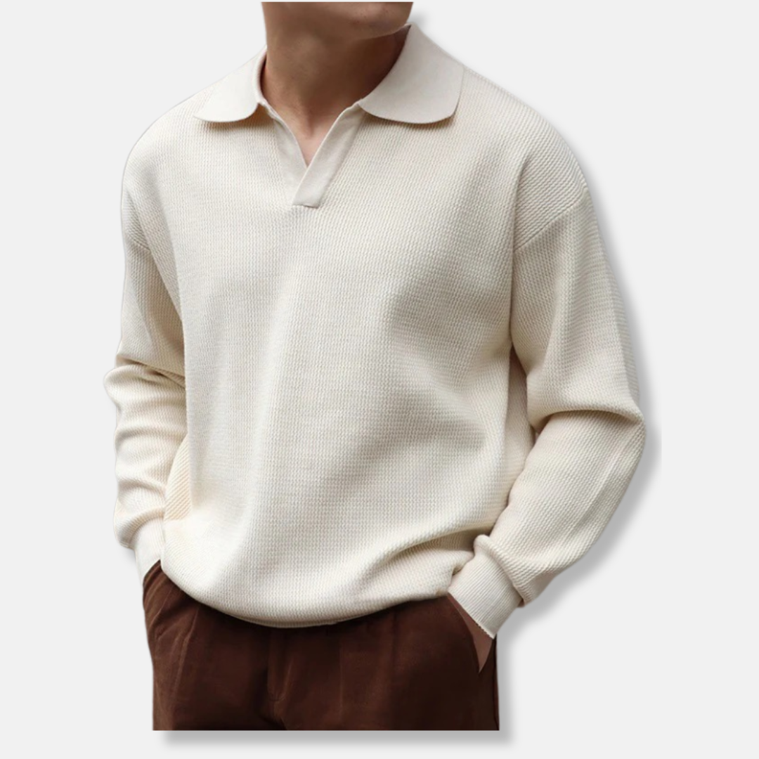 Knit Relaxed Fit Polo Collar Sweater