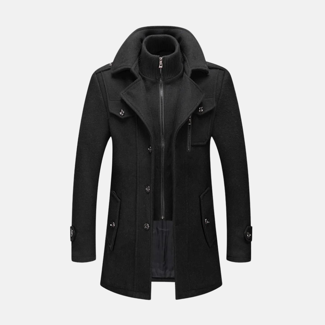 Wool Blend Slim Fit Double Collar Coat