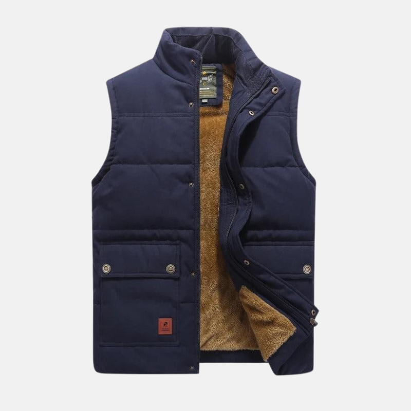 Woven Blend Quilted Stand-Up Collar Vest