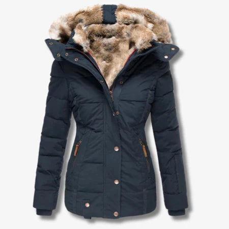 Slim Fit Faux Fur Hood Puffer Jacket