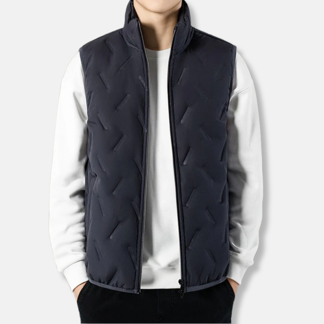 Insulated Quilted Chevron Stand Collar Vest