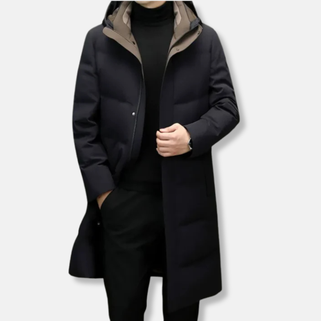 Quilted Down Hooded Relaxed Fit Coat