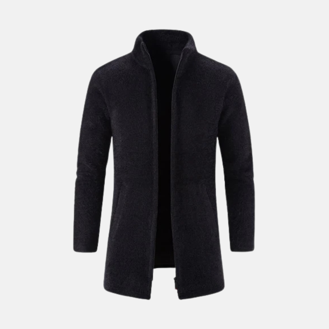 Wool Mid-Thigh Stand-Up Collar Coat