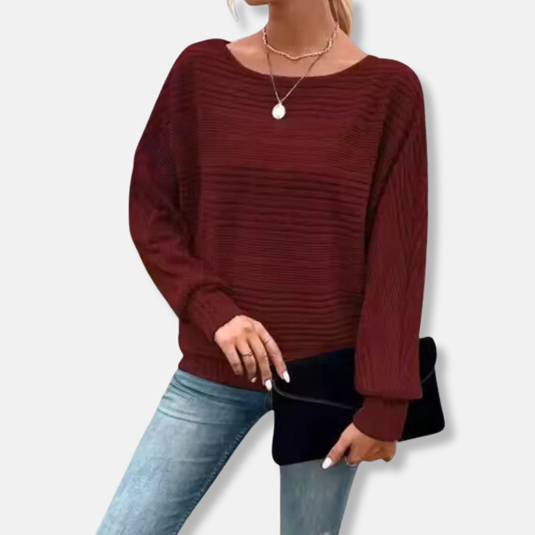 Oversized Knit Dolman Boat Neck Sweater