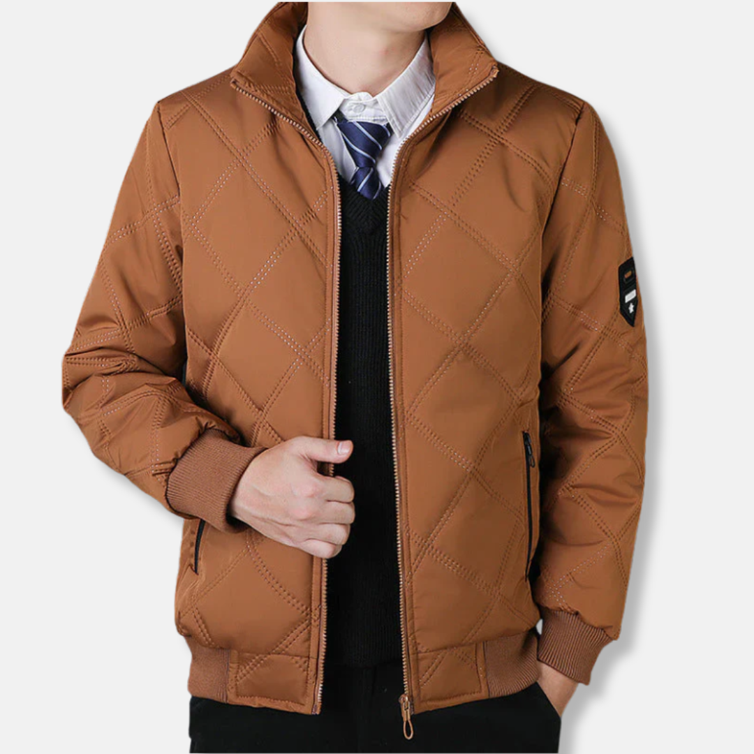 Insulated Quilted Stand Collar Jacket