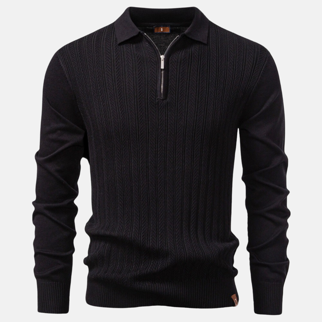 Knit Blend Slim Fit Polo Half-Zip Sweatshirt