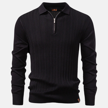 Knit Blend Slim Fit Polo Half-Zip Sweatshirt