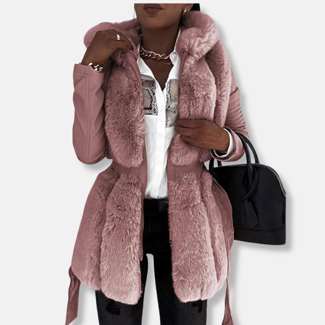 Faux Fur Belted Tailored Fit Coat