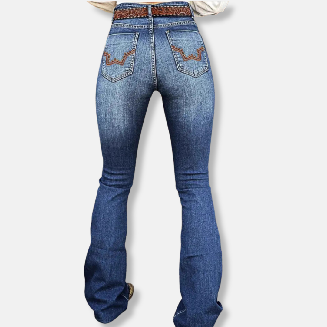 Stretch Denim Slim Fit Flared Leg Jeans