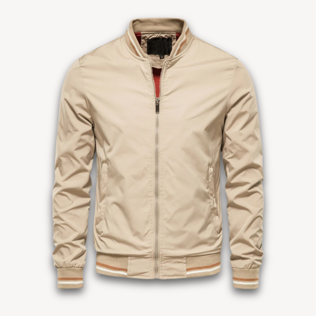 Lightweight Striped Relaxed Bomber Jacket