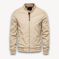 Men's Bomber Jacket – Lightweight – Relaxed Fit – Ribbed Edges with Stripes – Zipper