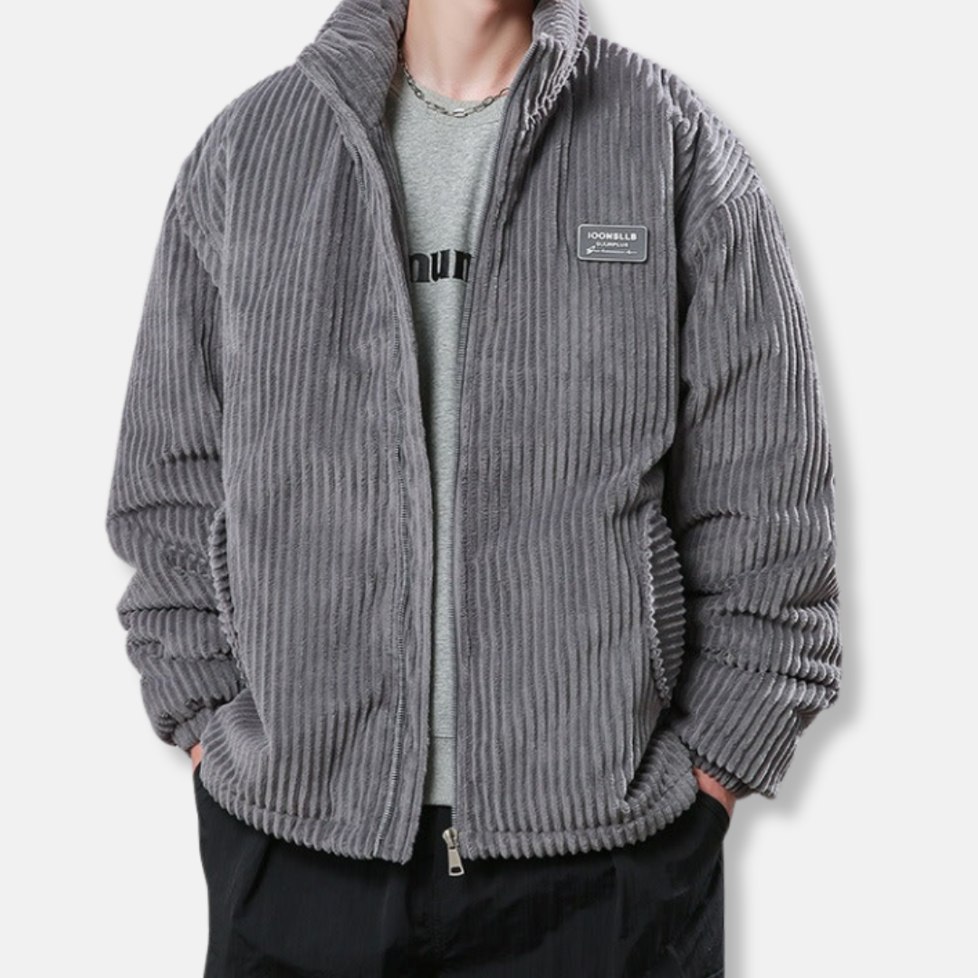 Elasticated Corduroy Stand Collar Jacket
