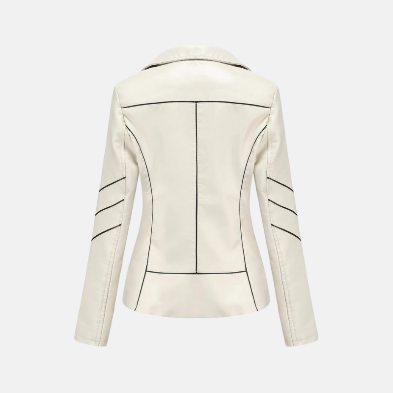 Asymmetrical Zip Quilted Sleeve Motorcycle Jacket