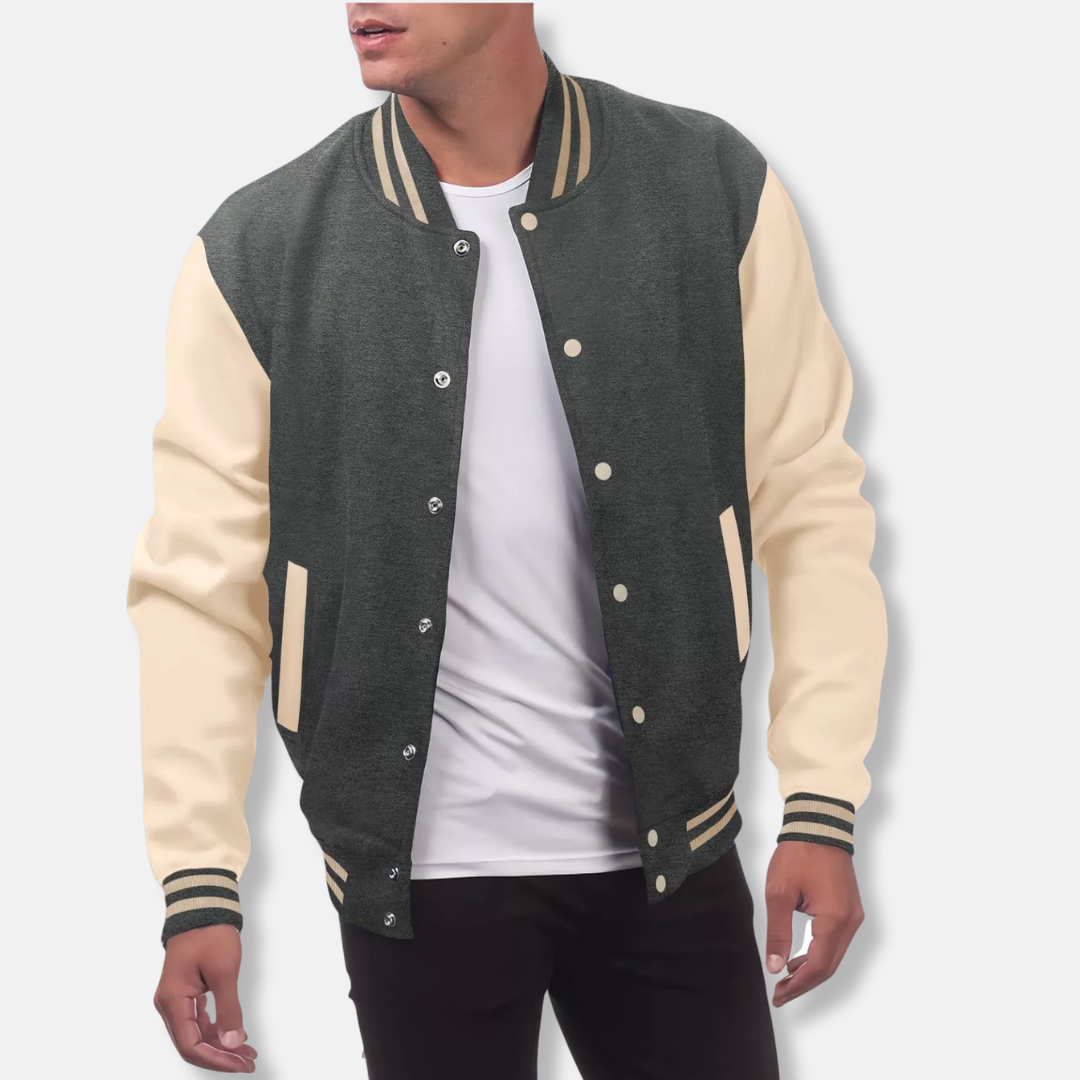 Relaxed Wool Blend Faux Leather Varsity Jacket