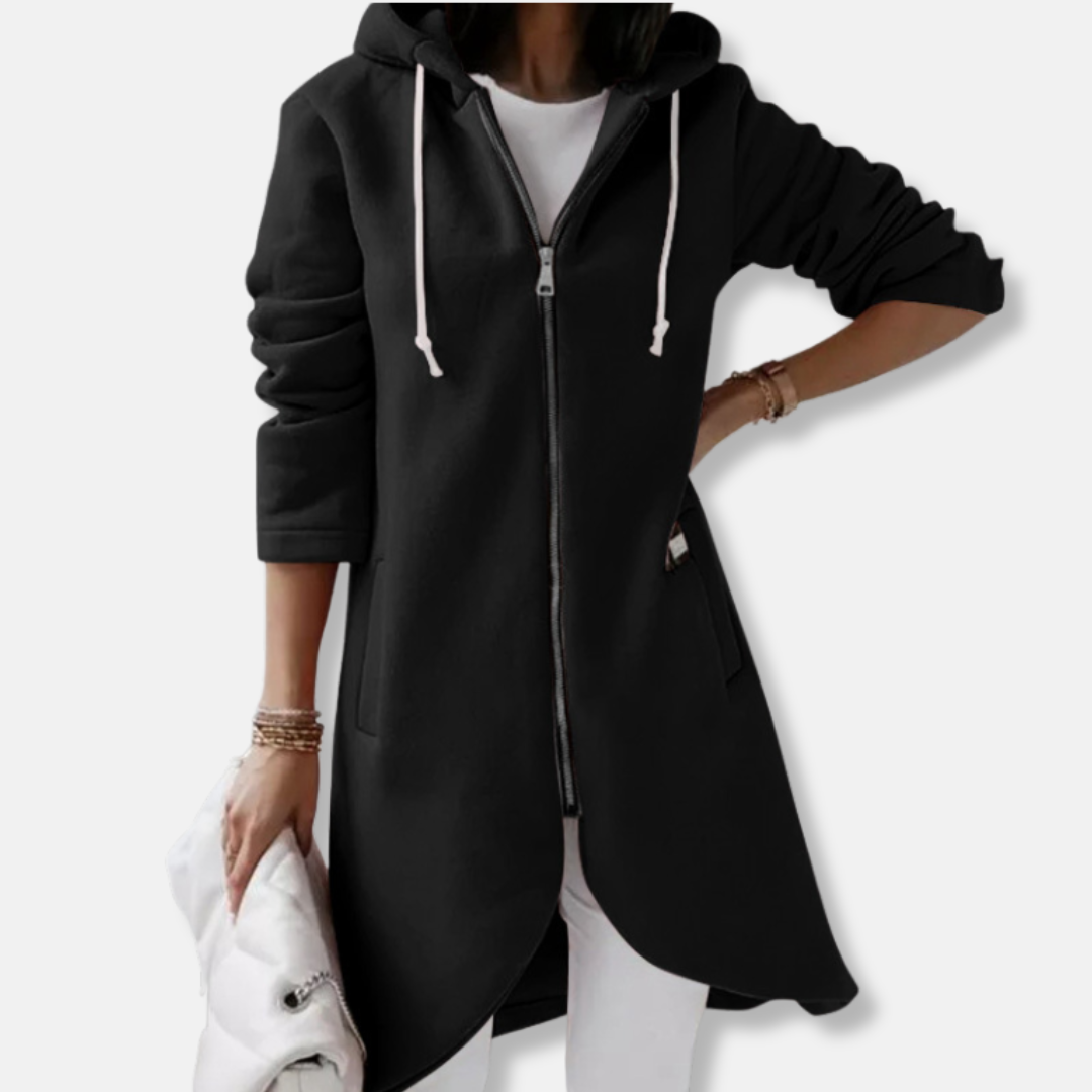 Cotton Blend Relaxed Fit Hooded Sweatshirt Jacket