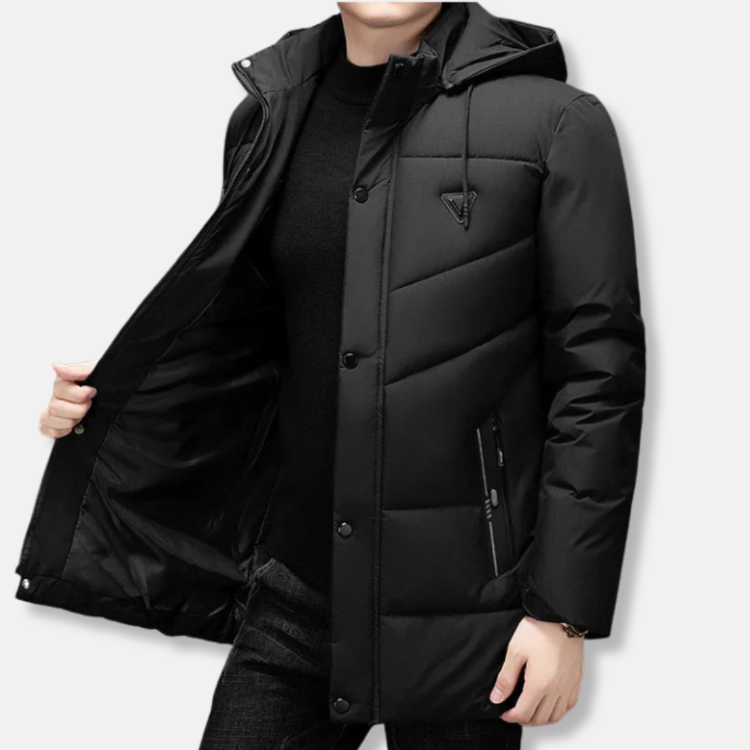 Quilted Insulated Detachable Hood Parka Jacket
