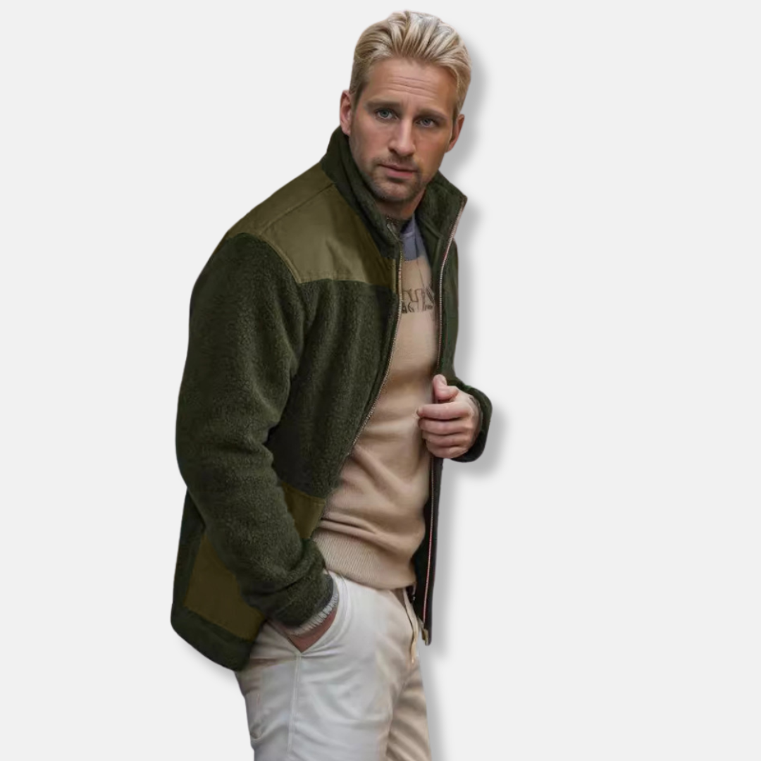 Polar Fleece Stand Collar Regular Fit Coat