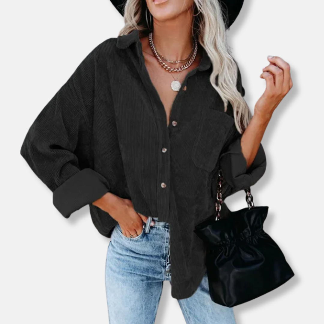Corduroy Oversized Fit Long Sleeve Shirt