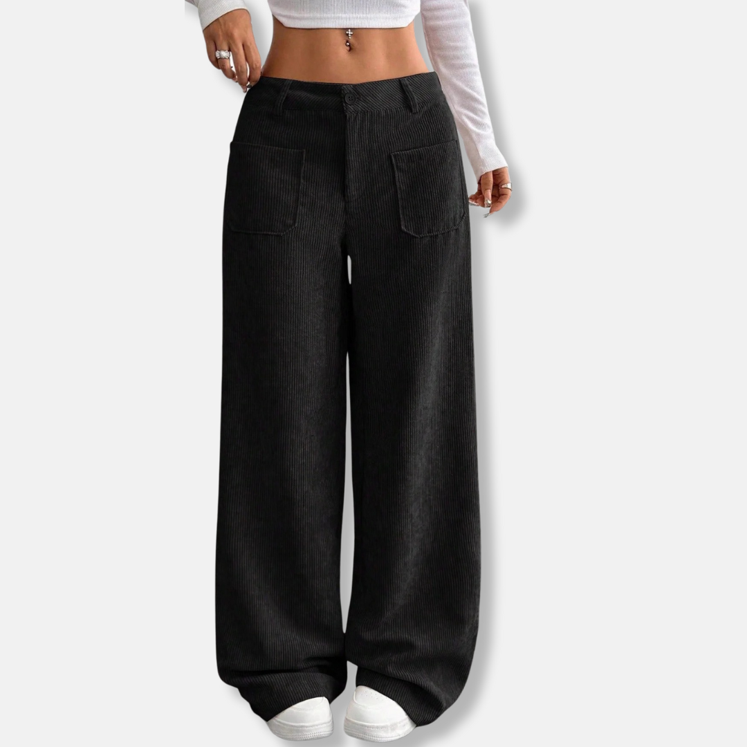 High-Waisted Wide Leg Corduroy Pants