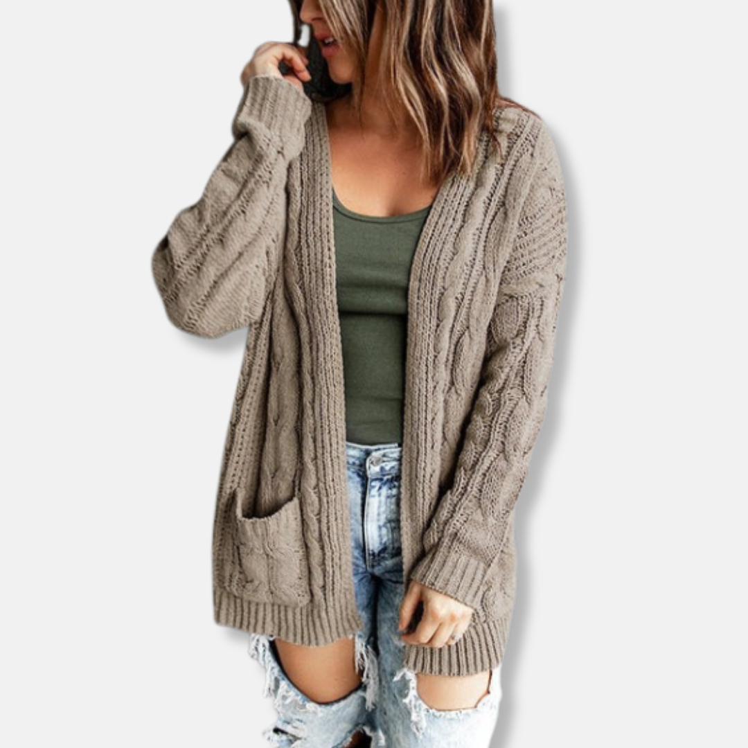Relaxed Fit Wool Blend Knit Cardigan