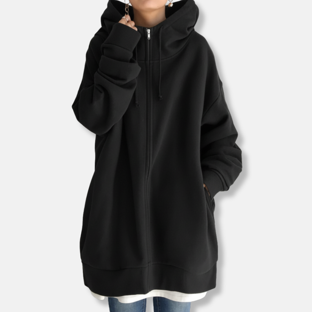 Plush Fleece Oversized Zip Front Hoodie