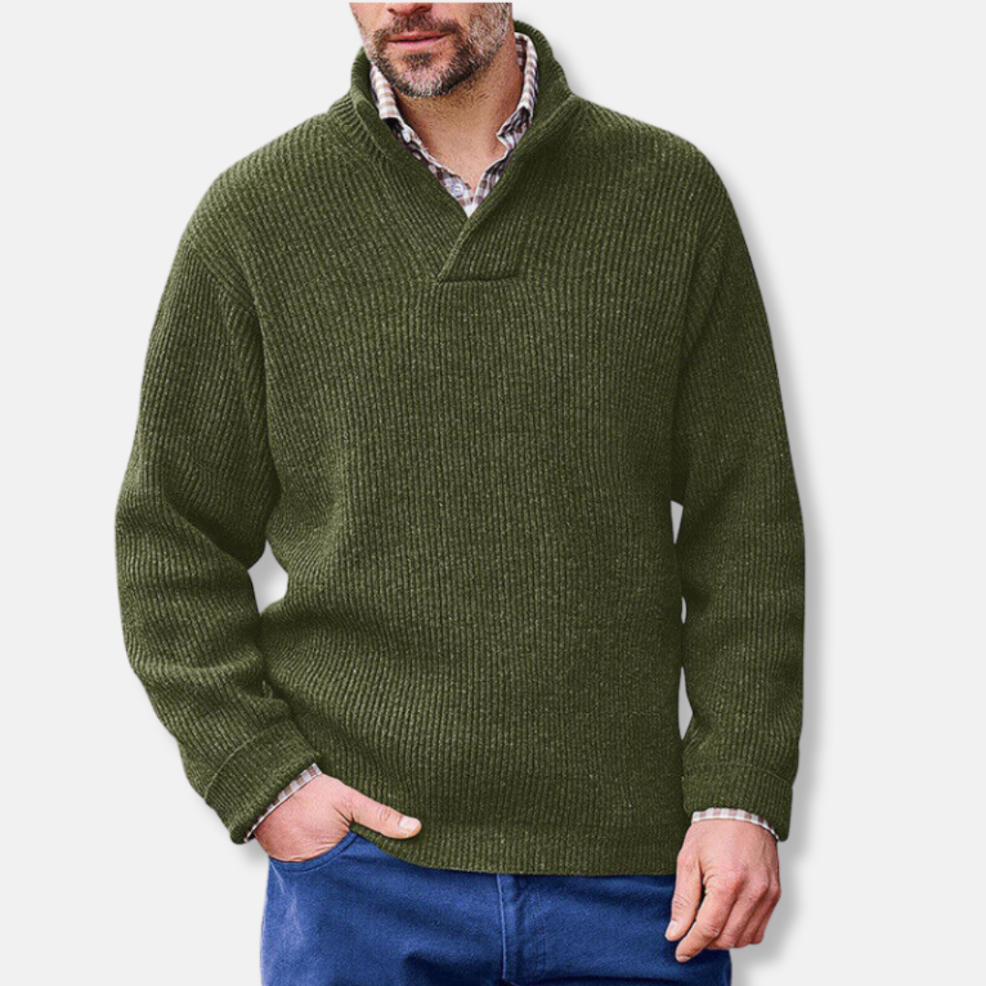 Cotton Blend Loose Fit Stand Collar Sweatshirt