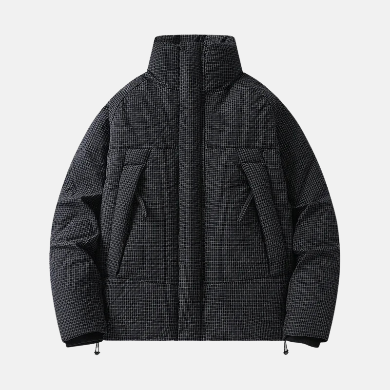 Technical Fabric Hip Length Stand-Up Collar Coat