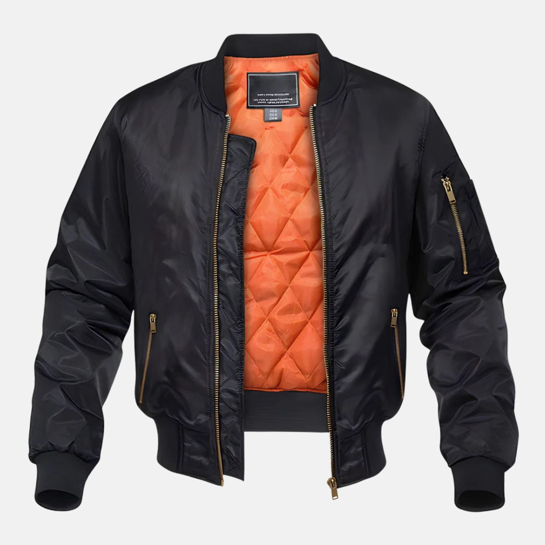 Quilted Utility Pocket Bomber Jacket