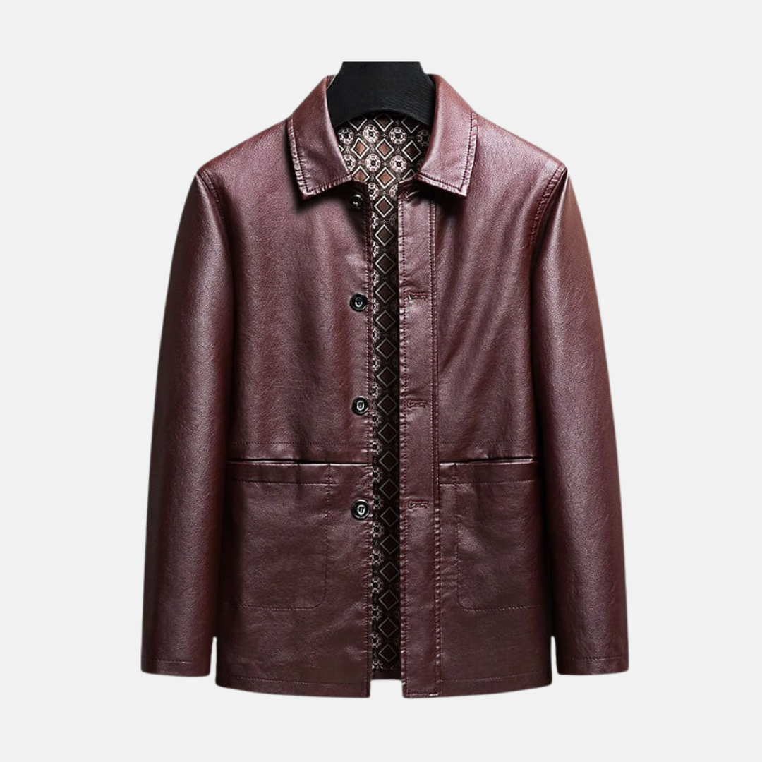 Regular Fit Faux Leather Single-Breasted Jacket