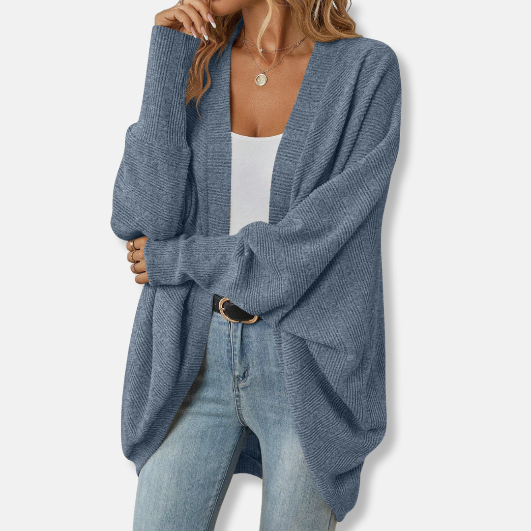 Loose Fit Ribbed Knit Batwing Cardigan