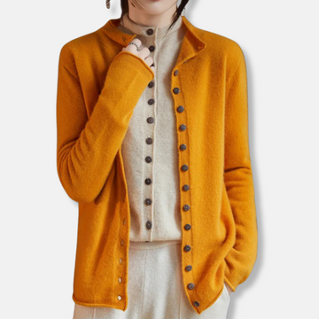 Relaxed Tailored Wool Knit Cardigan Sweater