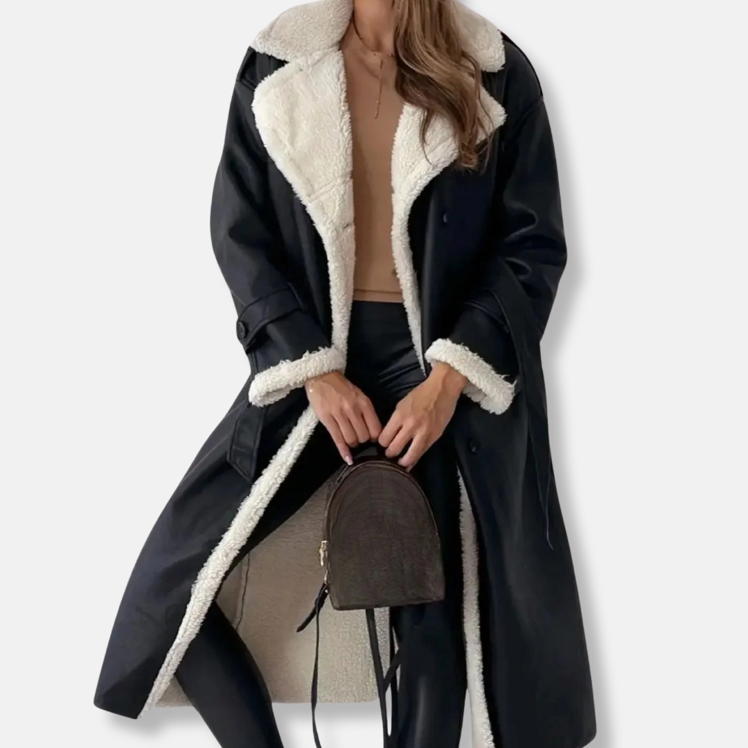 Plush Lined Double-Breasted Oversized Coat