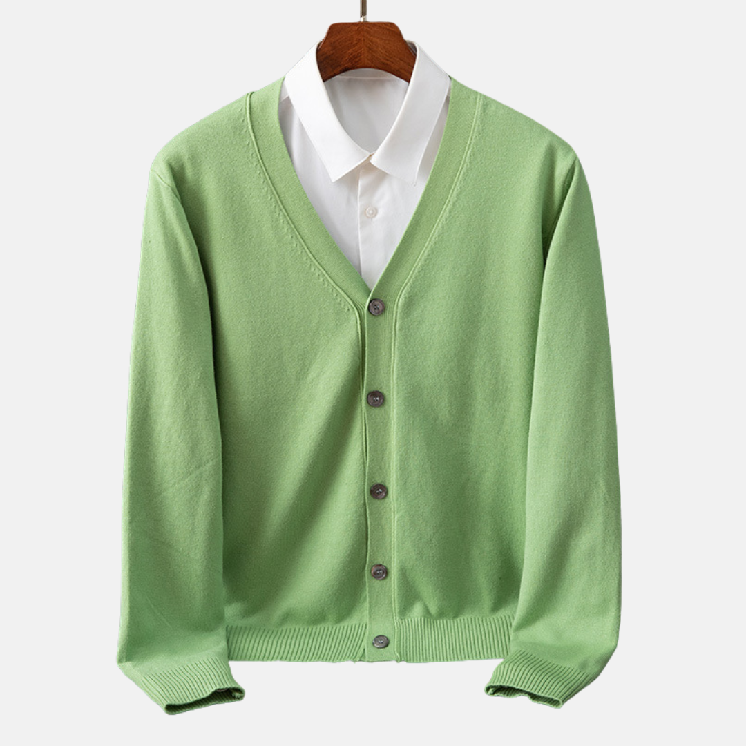 Fine Knit Relaxed Fit V-Neck Cardigan