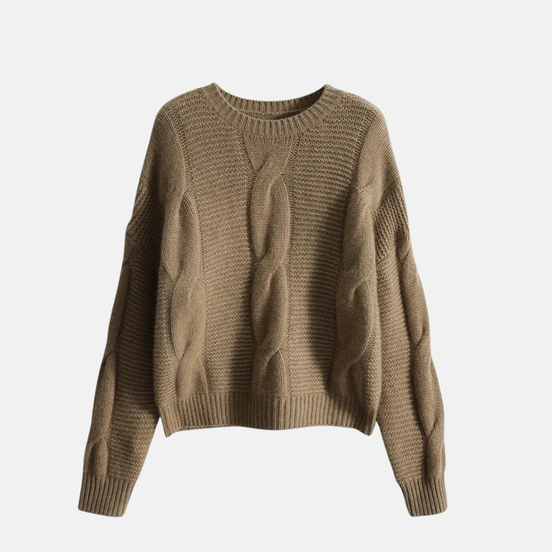 Cable Knit Blend Crew Neck Sweater