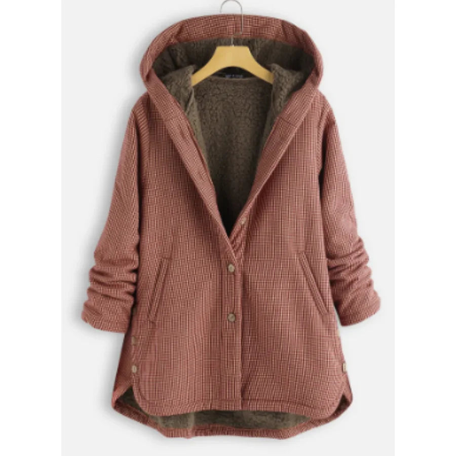 Wool Blend Fleece Lined Relaxed Hooded Jacket
