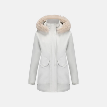 Adjustable Waist Faux Fur Hood Parka Jacket