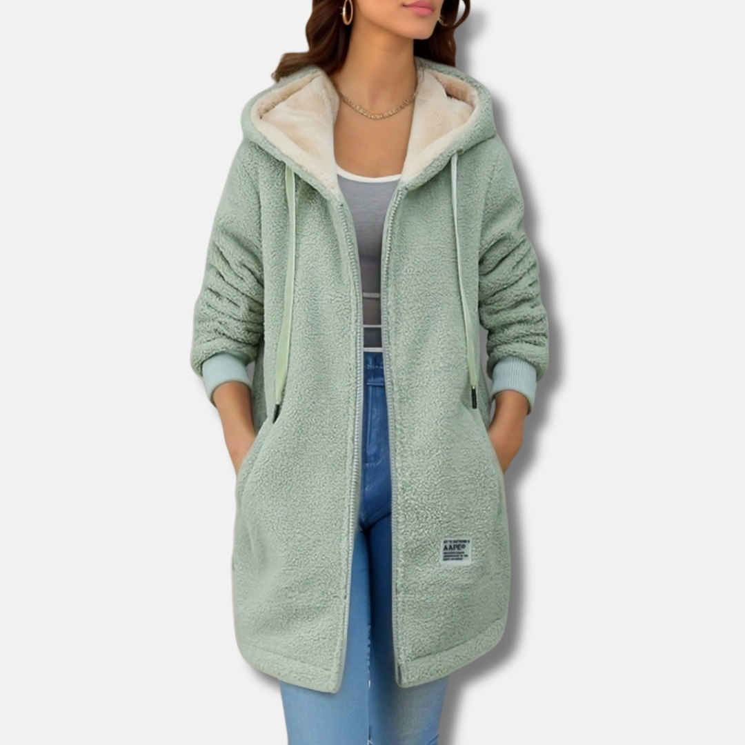 Plush Lambskin Oversized Hooded Jacket