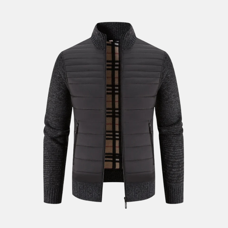 Hybrid Padded Ribbed Knit Slim Fit Jacket