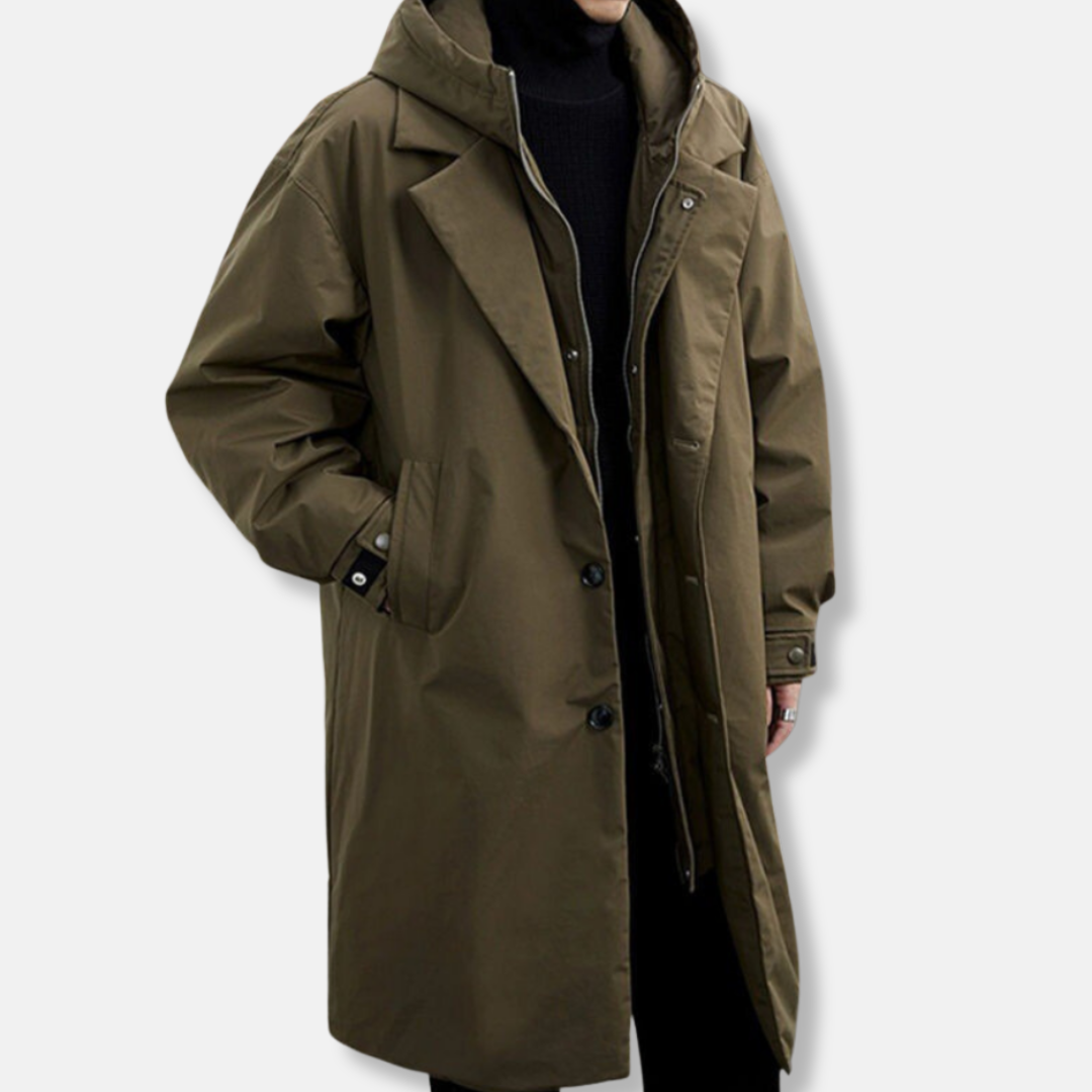Synthetic Blend Oversized Relaxed Hooded Coat