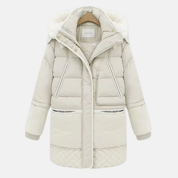Oversized Quilted Plush Hood Padded Coat
