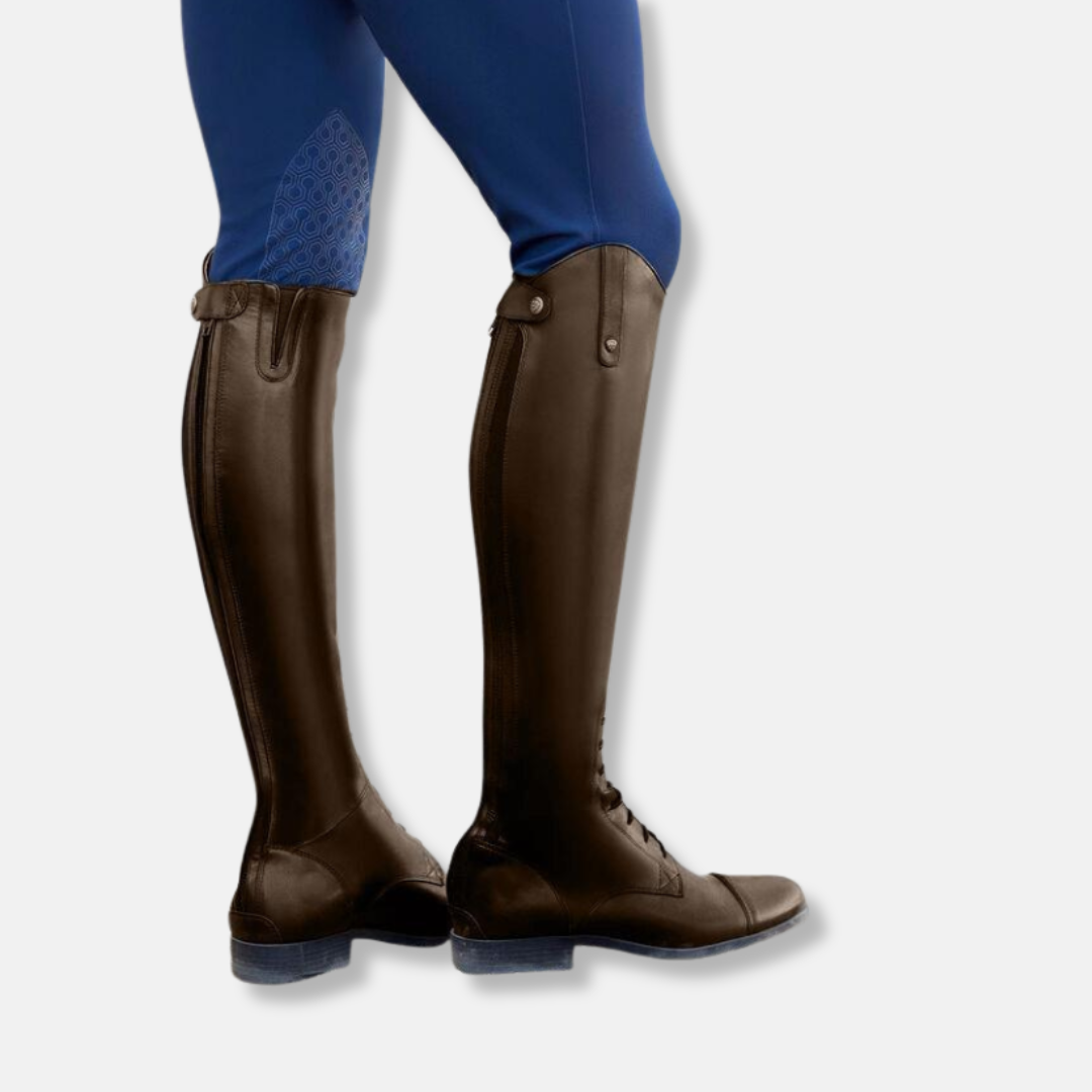 Leather Knee-High Laced Back Zipper Boots