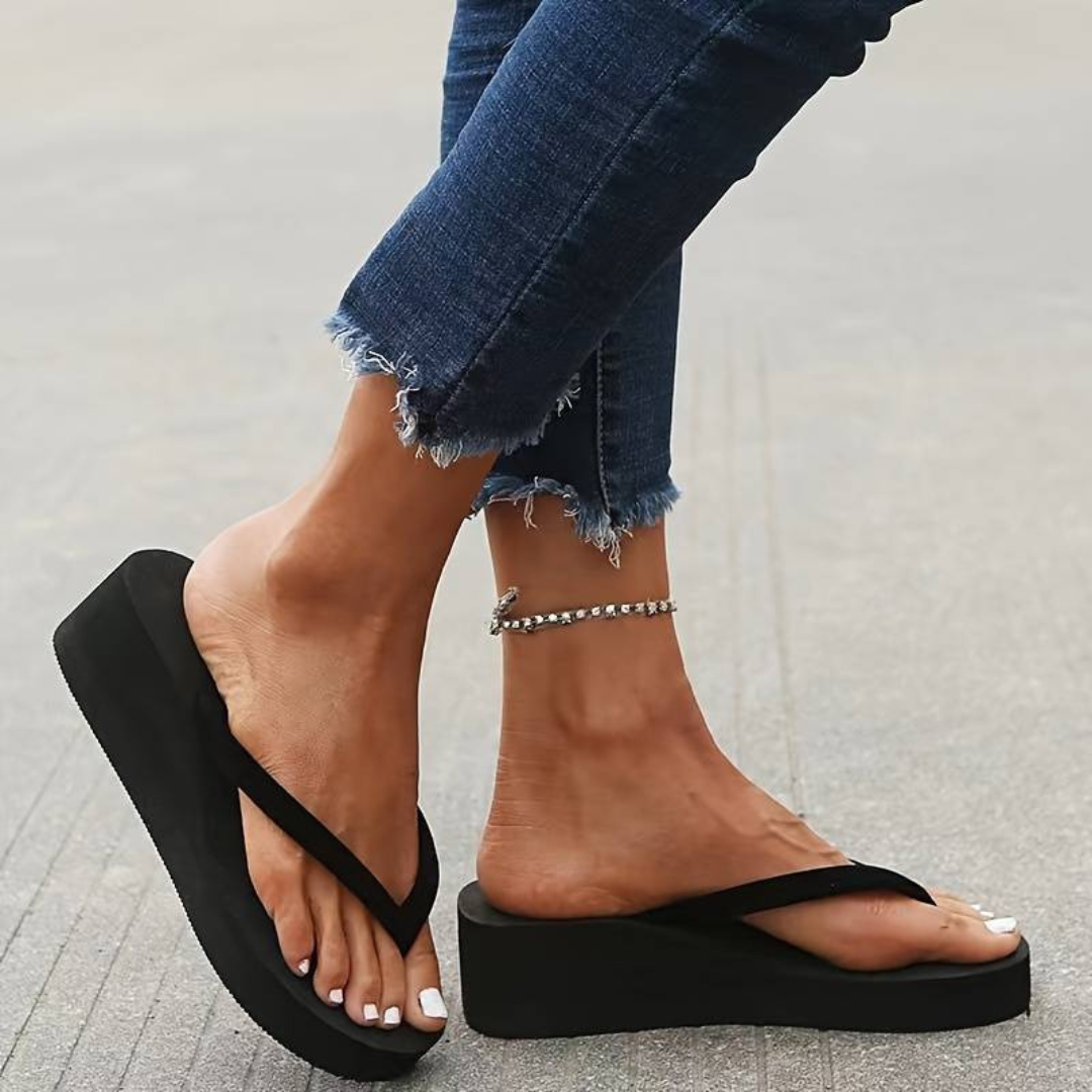 Women's Sandals – Wedge Heel – Soft Sole – Toe Loop – Everyday Comfort
